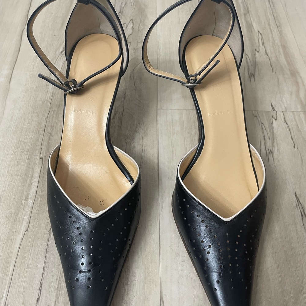 J. Crew-Women’s Black Pointed Toe kitten heel Ankle Strap Sz. 5H